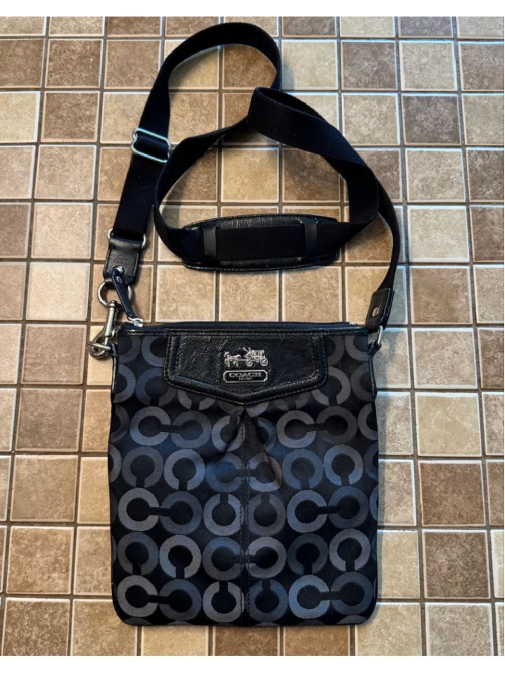 Women's Coach Signature C Crossbody Bag in Black and Grey